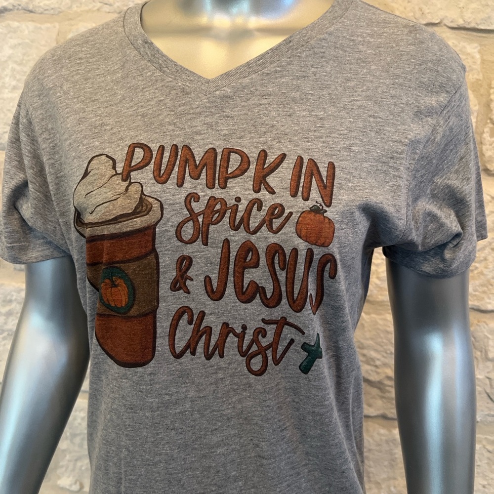 Pumpkin Spice & Jesus Christ Tee | Fall Faith Graphic Shirt
